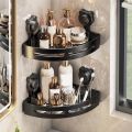 Practical Plastic Suction Cup Triangle Storage Rack Wall Mounted Punch Free Corner Storage Shelf Reusable Detachable Wall Shower Shampoo Rack Bathroom. 