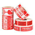 Tear-off fragile label fragile English sticker Chinese warning coated paper Amazon tear-resistant. 