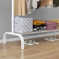 Metal Garment Rack With Lower Storage Shelf With Hooks Heavy Duty Clothes Coat Stand Closet Organizer. 