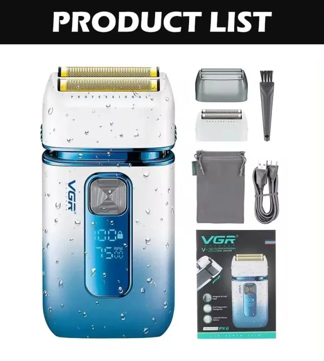 VGR%20V-362%20SUPER%20TRIM%20Foil%20Shaver%20For%20Men%20%7C%20Titanium%20Dual%20Foils%20%7C%202%20Speeds%20(7000/7500%20RPM)%20%7C%20IPX-6%20Waterproof%20%7C%20Rechargeable%20Beard%20Shaver%20Razor%20%7C%20LED%20Display%20%7C%20Travel%20Lock%20-%20Image%209