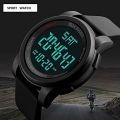 SKMEI 1257 Sport Countdown Alarm LED Chronograph Digital Wristwatch For Men - Black | Fashion Sports Watch For Men. 