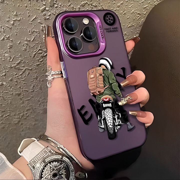 Black Green Clothes Motorcycle Boy Phone Case Compatible for IPhone 15 11 12 13 14 7 8 Pro Max XR X XS Max Soft Shockproof Cover