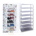 Folding / Portable Fabric Frame Shoe Rack with Water Repellent Zipper Cover in 4, 5, 6, 7, 9 layers / tiers  (Comes in random cover print). 