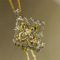 【Mega new vintage brushed engraving hollow rotatable sweater chain handmade gold-plated necklace. 