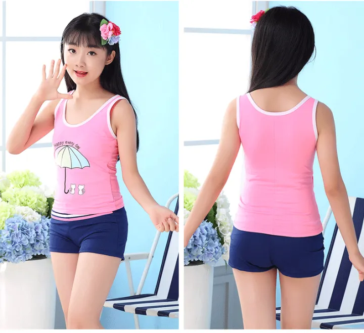 New%20Style%20Girl'S%20Conservative%20Split%20Type%20Slimming%20Bathing%20Suit%20Bubble%20Hot%20Spring%20Printed%20Athletic%20-%20Image%202