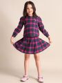 U.S. Polo Assn. Kids Girls Checked Pure Cotton Pleated Skirt. 