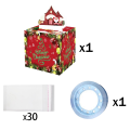 Christmas Box Fun Cash Gift Christmas Money Box Set Kit with 30 Transparent Bags, Perfect Surprise for Kids & Adults. 