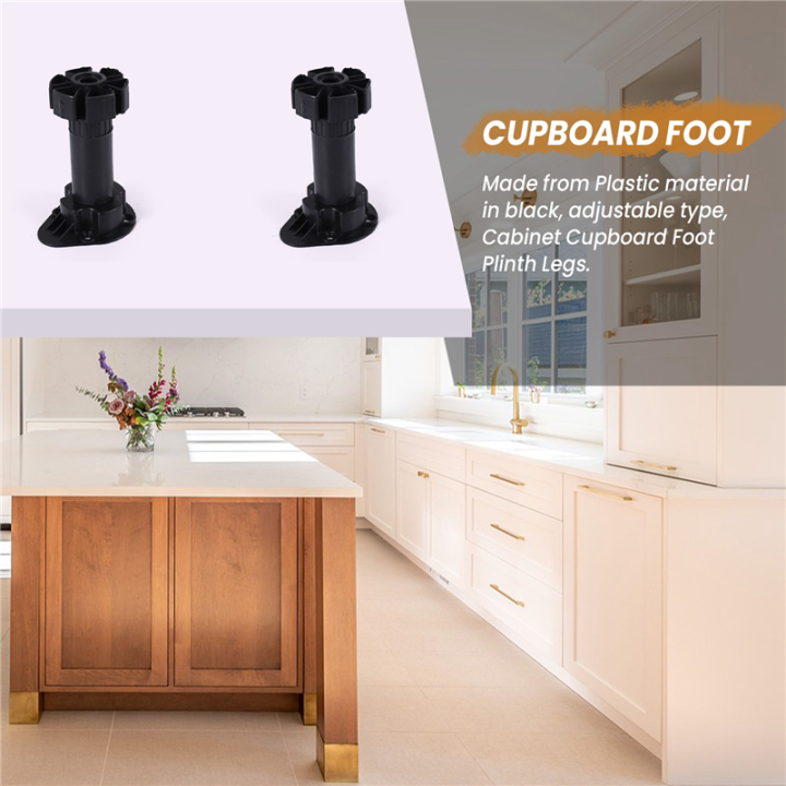 2x%20Plastic%20Adjustable%20Height%20Cupboard%20Plinth%20Foot%20Leg%20Pair%20Black%20-%20Image%205