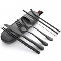 Pack, portable reusable set, travel dinner fork set, camping box straw, Fifty percent discount spoon/8-piece set, cutlery and cutlery, stainless steel chopstick set. 