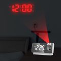 Digital LED projection clock temperature and date display. 