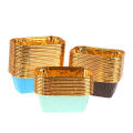 50Pcs Rectangular Aluminum Foil Tin Paper Cup Baking Cups Heat Resistant Cupcake Liner Molds Dessert Cake Box QUANYIN. 