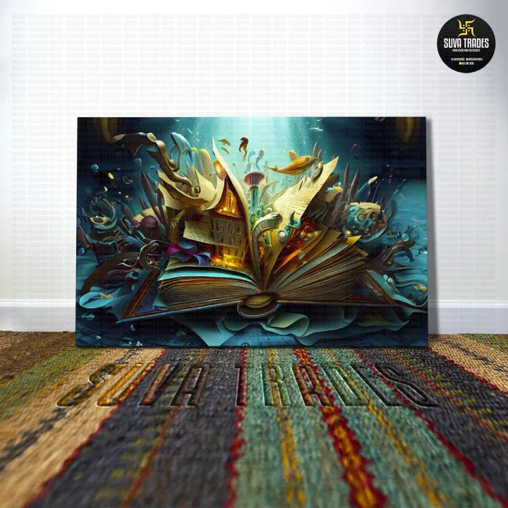 Book%20lovers%20/%20Bookworms%20/%20Novel%20reader's%20Fantasy%20Magic%20Book%200012%20Wall%20Hang%20Canvas%20Art%20Print%20With%20Wooden%20Back%20Frame%20by%20Suva%20Trades%20-%20Image%202