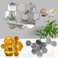 6/12PCs Hexagonal Diy 3D Mirror Wall Stickers Restaurant Aisle Floor Personality Decorative Mirror Paste Living Room Sticker. 