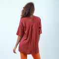 Purple Cotton Collor Neck Quarter Sleeve Front Button Design Tops For Women. 