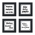 "happiness is not a destination" Quote- Matt laminated printed poster with checker Frame(4 pcs set)9x9Inch. 