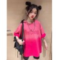 Ice silk girl gradient T-shirt skirt mid-length short-sleeved summer children's clothes children's fried street celebrity half-sleeved top. 