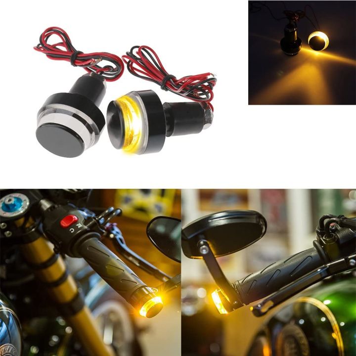 2X Motorcycle Drl/Turn Signal Led Light Blinker Indicator Handle Bar End White Blue  Colour