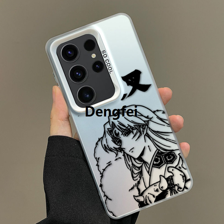 NEW%20Dengfei%20New%20style%20Inuyasha%20Japanese%20Anime%20Phone%20Case%20For%20Samsung%20S24%20S23%20S22%20S21%20Note%20S20%20FE%20Ultra%20Plus%20Colored%20Silver%20Plated%20Inside%20Cover%20-%20Image%202
