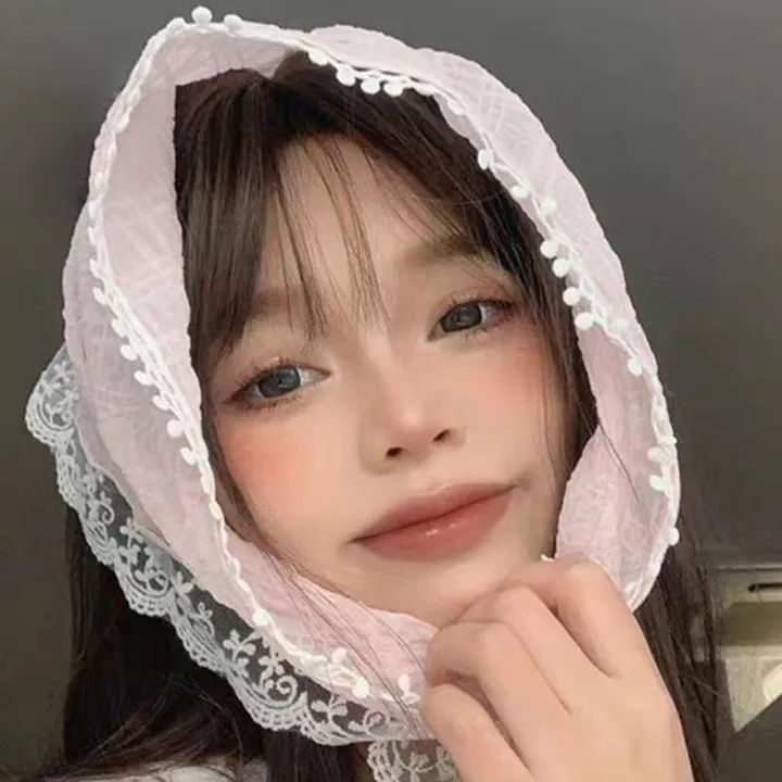 Korean%20Triangle%20Headscarf%20Lace%20Flower%20Summer%20Women%20Girls%20Ins%20Sweet%20Cute%20Head%20Scarf%20Travel%20Versatile%20Hair%20Scarf%20(%201%20%20piece)%20-%20Image%205