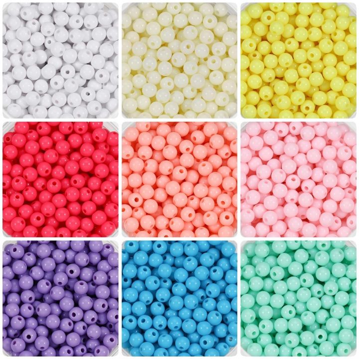 100pc Mixed Color Round Plastic Beads – 8mm For DIY Jewelry, Bracelets & Necklaces