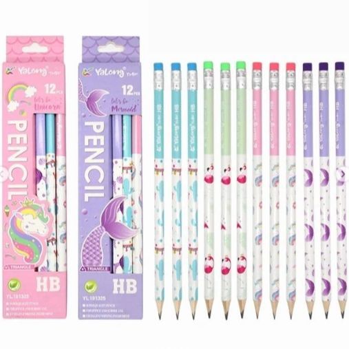Unicorn 2B HB Pencils 12 Pcs Set | Cute Unicorn Printed Super Quality Easy To Hold 2B HB Pencil - 12 Pcs Set