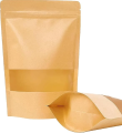 100 pcs Kraft Paper Bags, 4 x 6 Inches Stand Up Pouches, Food Packaging Bags with Window, Ziplock Pouches. 