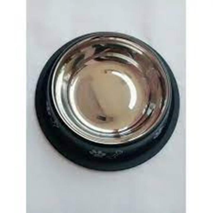 Large size 18/24 Cm Steel Bowl For Dogs - 1 Piece (Two in One with a rubber lining at the bottom).