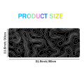 Desk Mat,Topographic Contour Extended Big Mouse Pad Computer Keyboard Mouse Mat with Non-Slip Base (31.5x11.8 In) C Easy to Use. 