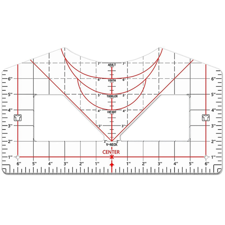 Acrylic Ruler for Alignment T-Shirt Ruler Centered Design T-Shirt Measuring Tool Acrylic Ruler for All Sizes
