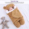 Newborn Baby Hooded Blanket Sleeping Bag Sack Swaddle Infant Winter Warm Fleece Receiving Blanket with Legs Knit Stroller Wrap. 