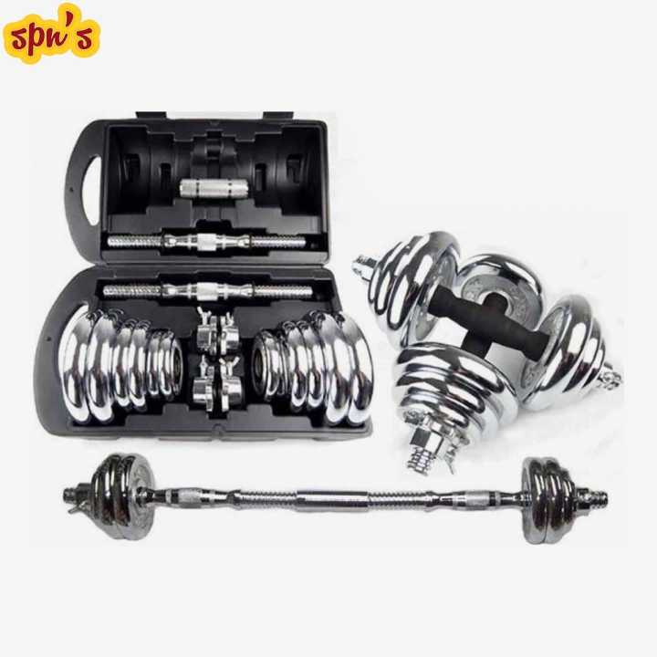 SPN's%20YORK%2020%20Kg%20Adjustable%20Chrome%20Dumbbell%20Set%20With%20Barbell%20Connector%20%7C%20Adjustable%20Dumbbell%20With%20Easy%20Grip%20Handle%20&%20Barbell%20Connector%20-%2020Kg%20-%20Image%207