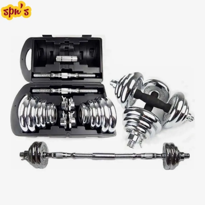 SPN's%20YORK%2020%20Kg%20Adjustable%20Chrome%20Dumbbell%20Set%20With%20Barbell%20Connector%20%7C%20Adjustable%20Dumbbell%20With%20Easy%20Grip%20Handle%20&%20Barbell%20Connector%20-%2020Kg%20-%20Image%207