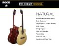 Rockstar (RW40EQT) 40" Premium Semi-Acoustic Guitar (with Equalizer & Tuner) (Natural) With Bag, Capo, 2 Picks, String Set, Strap. 
