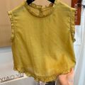 Korean Style Sleeveless Shirt for Women Summer 2025 New Elegant Versatile Sweet Top Trendy. 