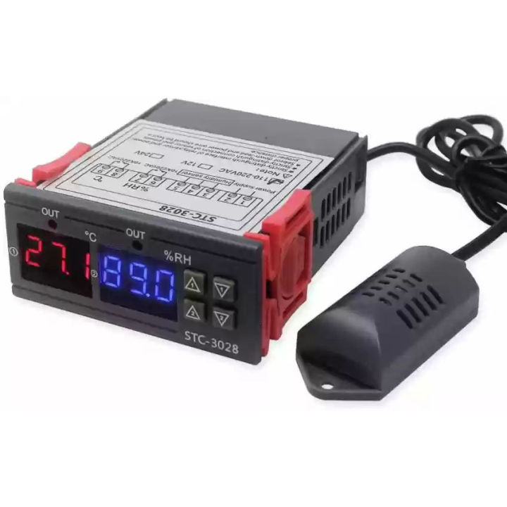 STC-3028 AC 220V Adjustable Digital Thermostat 10A Temperature Humidity Regulating Device for Incubator/Poultry with NTC Sensor Temperature Sensor and Controller Electronic  Stc3028