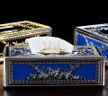 Car Tissue Box with Deluxe Premium Royal Blue / Chrome Design. 