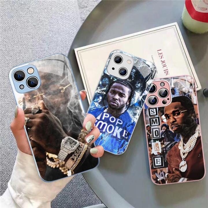 Pop Smoke Famous Rapper Phone Case For iPhone 15 13 12 Mini 11 Pro XS Max X XR 14 Plus Tempered Glass Cover
