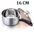 16cm Saucepan with Lid Set - Small Stainless Steel Multipurpose Pot for Kitchen Cooking, Visible Lid & Heat-proof Handle, Dishwasher Safe. 