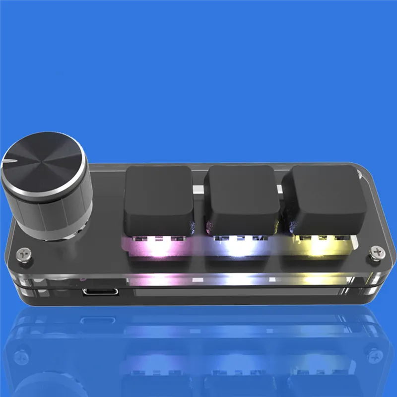 3 Keys Knob RGB Gaming Keyboard Programming Keypad Mini Mechanical ...