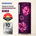 Samsung 192L Single Door Refrigerator = RR20C2722CR | Digital Inverter Compressor | 10 Year Warranty | Energy Efficient Cooling | Camellia Purple Floral Design | Stylish Home Refrigerator | Direct Cool Technology. 
