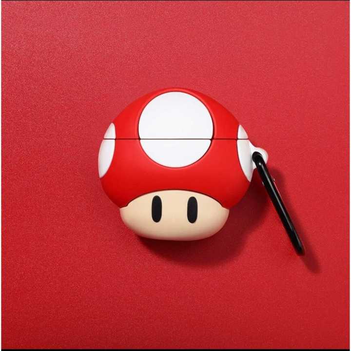 Cute Cartoon 3D, Silicone Protective Shockproof Earbuds Case for Apple AirPods Pro (Super Mario Mushroom Cover)