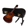 Wooden Miniature Guitar with Stand and Case Mini Musical Instrument Miniature Doll House Model Home Decoration Easy Install Easy to Use. 