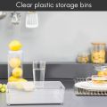 Kqueebee 2 Pcs Refrigerator Organizer Bins, Clear Stackable Plastic Food Storage Rack with Handles for Pantry, Kitchen. 