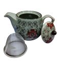500ml Flower Printed Ceramic Teapot with Stainless Steel Strainer. 
