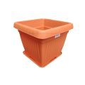 Plastic Brown Square Pot Gamala With Plate 10'' - Set Of 4. 