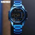 SKMEI 1448 New Fashion Digital Waterproof Multifunction Stainless Steel Wristwatch For Men - Blue. 