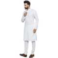 White Solid Pure Cotton Kurta Pajama Set For Men. 