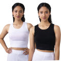 Crop Lycra stretchable Sando Top 2 pcs Combo Set T-Shirt  For Women. 