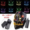 LED Light up Flash EL Wire DJ Party Raver Scary Mask Halloween Costume Cosplay. 