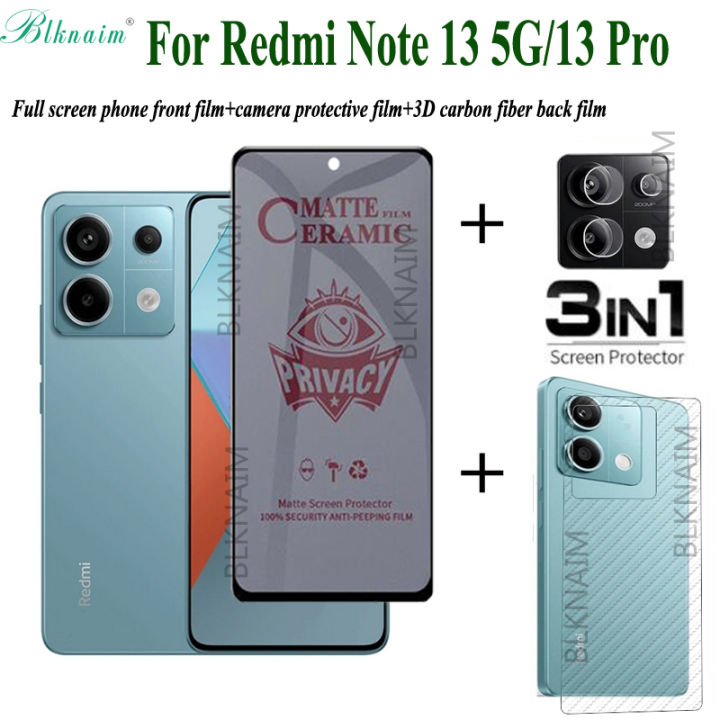 BLKNAIM 3in1 Full Cover Anti-Spy Screen Protector For Redmi note 13 4G/Redmi note 13 pro 4G Privacy Glass For Redmi note 13PRO 5G POCO X6 X6PRO Tempered Glass Lens